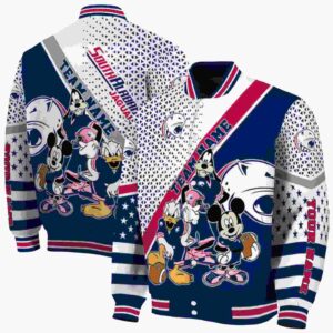 customized south alabama jaguars mickey donald goofy blue white jacket fashion forward jacketwow