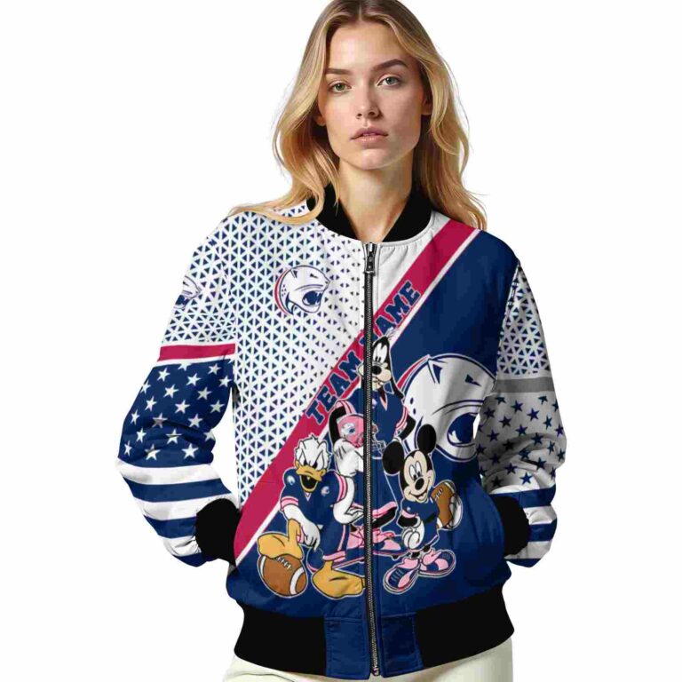 customized south alabama jaguars mickey donald goofy blue white jacket latest model jacketwow