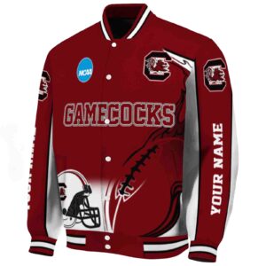 customized south carolina gamecocks flaming football garnet white jacket best selling jacketwow