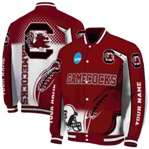 customized south carolina gamecocks flaming football garnet white jacket fashion forward jacketwow
