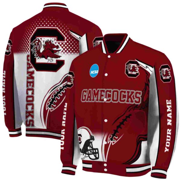 customized south carolina gamecocks flaming football garnet white jacket fashion forward jacketwow