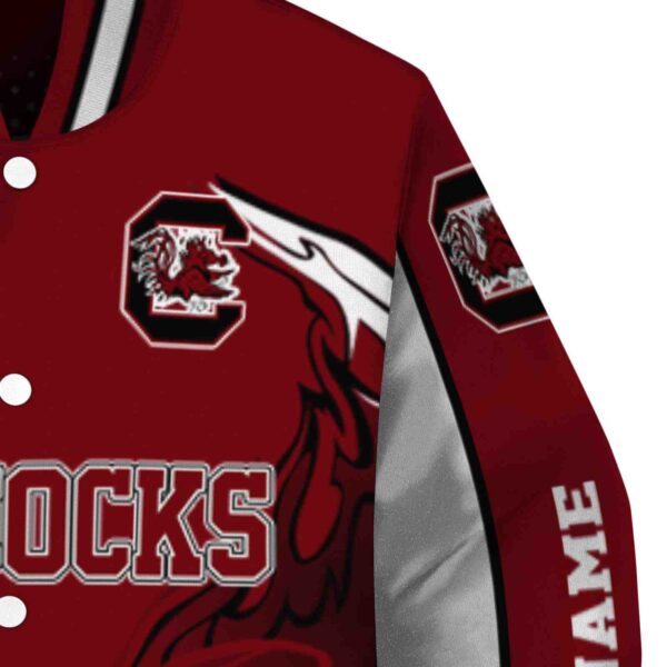 customized south carolina gamecocks flaming football garnet white jacket premium grade jacketwow