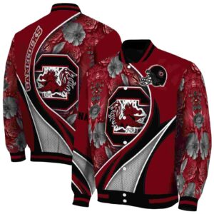 customized south carolina gamecocks floral print garnet jacket fashion forward jacketwow