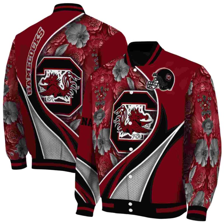 customized south carolina gamecocks floral print garnet jacket fashion forward jacketwow