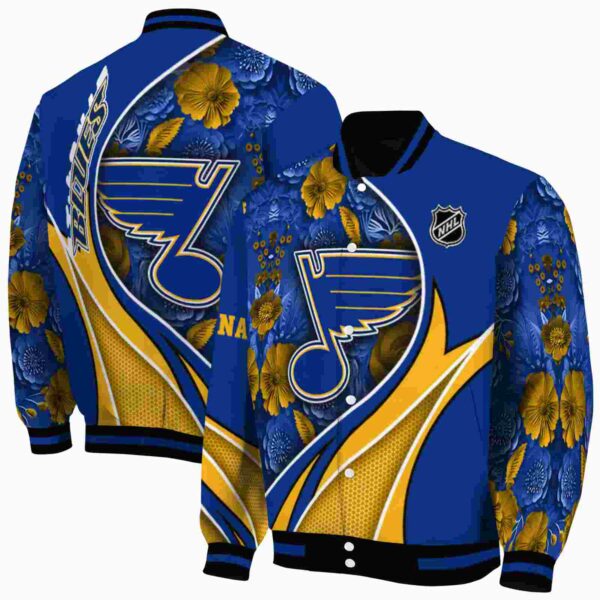 customized st louis blues floral print blue jacket fashion forward jacketwow