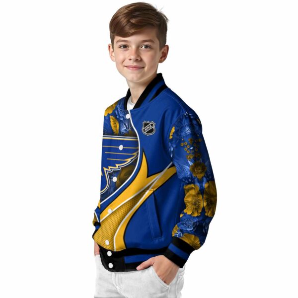 customized st louis blues floral print blue jacket trendy jacketwow