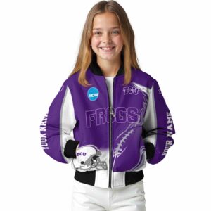 customized tcu horned frogs flaming football purple white jacket top rated jacketwow