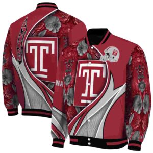 customized temple owls floral print red jacket fashion forward jacketwow