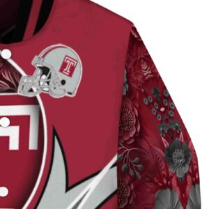 customized temple owls floral print red jacket premium grade jacketwow