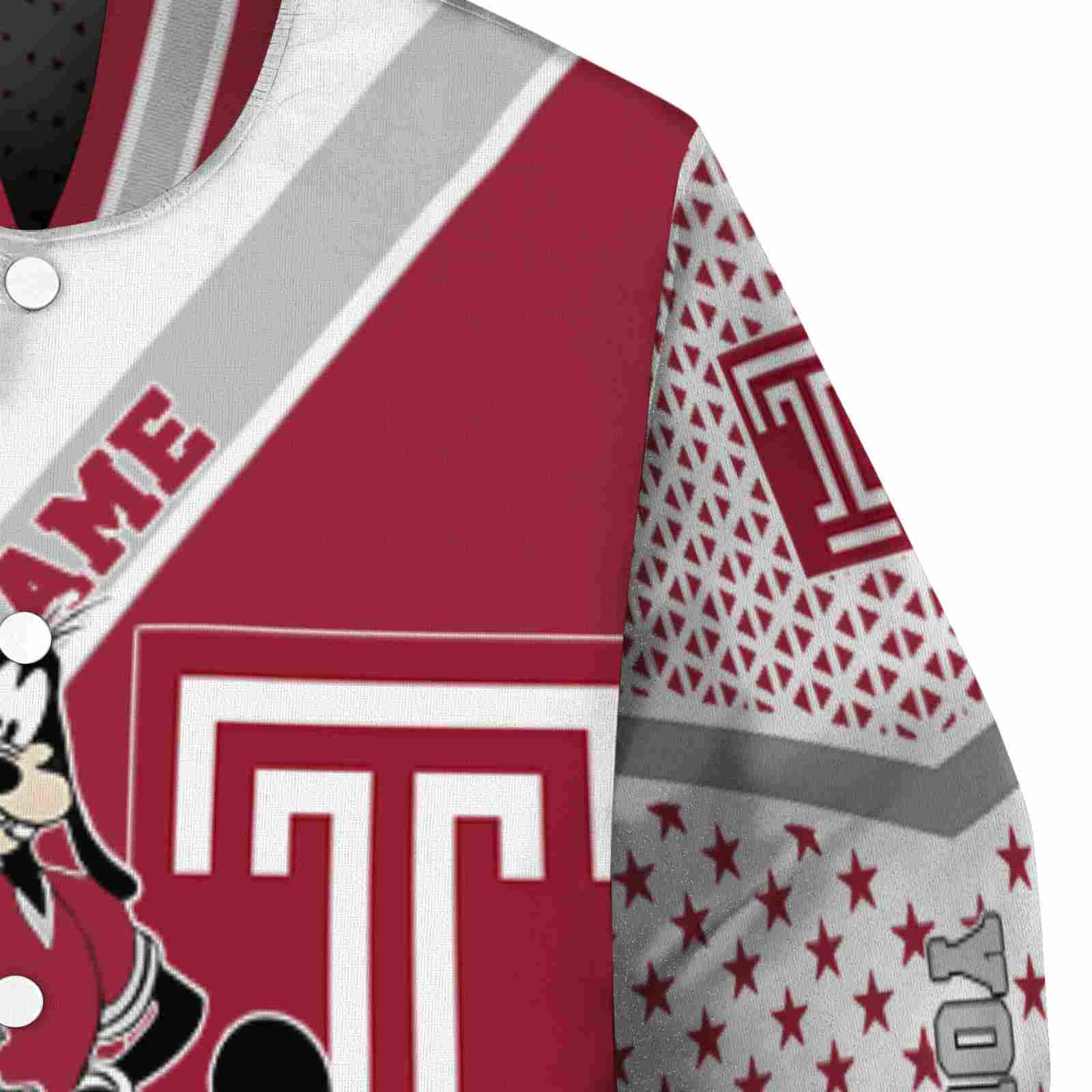 customized temple owls mickey donald goofy red white jacket premium grade jacketwow customized temple owls mickey donald goofy red white jacket premium grade jacketwow