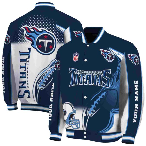customized tennessee titans flaming football navy white jacket fashion forward jacketwow
