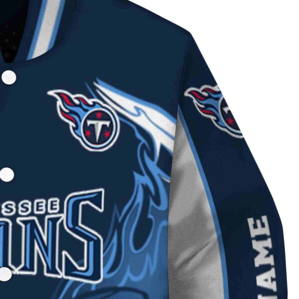 customized tennessee titans flaming football navy white jacket premium grade jacketwow