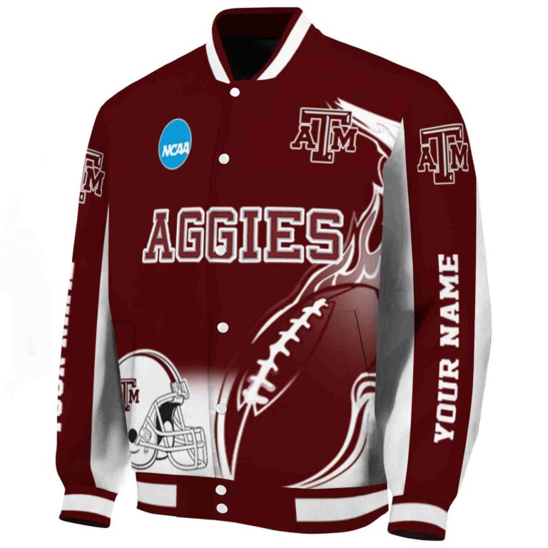 customized texas am aggies flaming football maroon white jacket best selling jacketwow