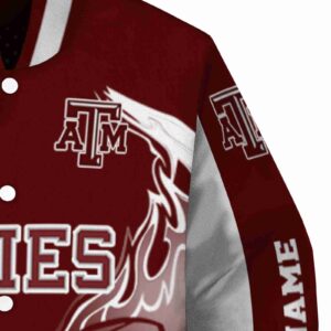 customized texas am aggies flaming football maroon white jacket premium grade jacketwow