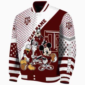 customized texas am aggies mickey donald goofy maroon white jacket best selling jacketwow