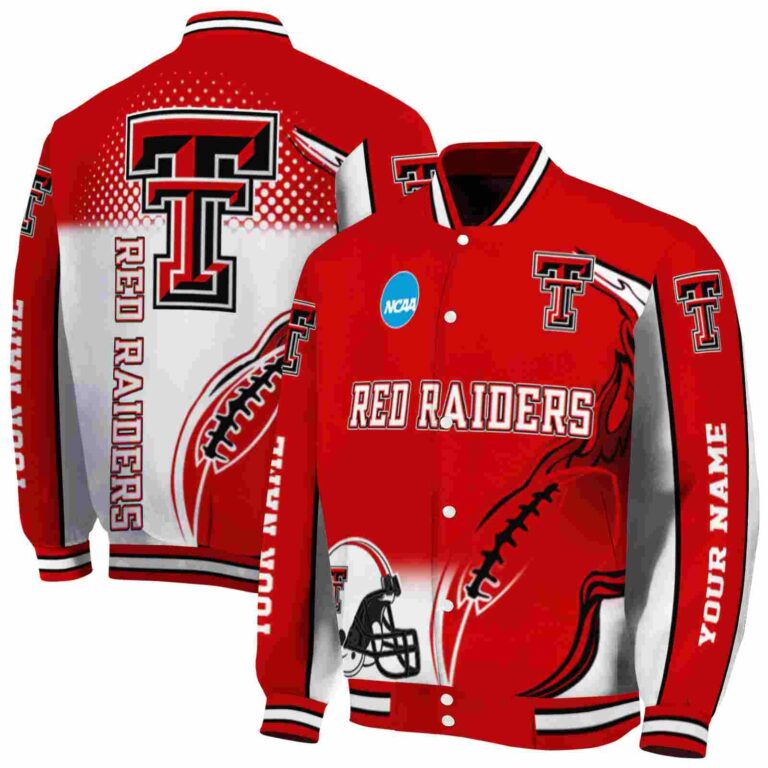 customized texas tech red raiders flaming football red white jacket fashion forward jacketwow