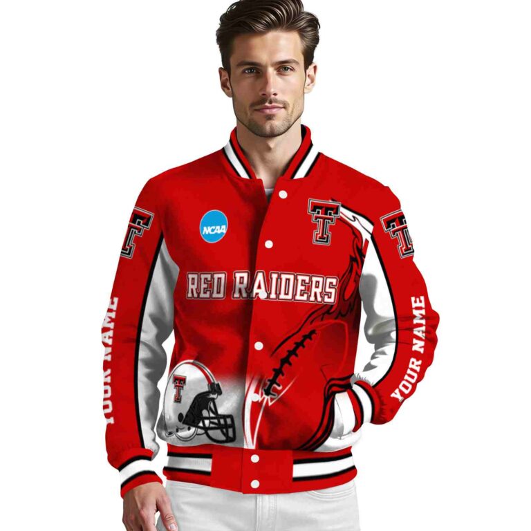 customized texas tech red raiders flaming football red white jacket high quality jacketwow