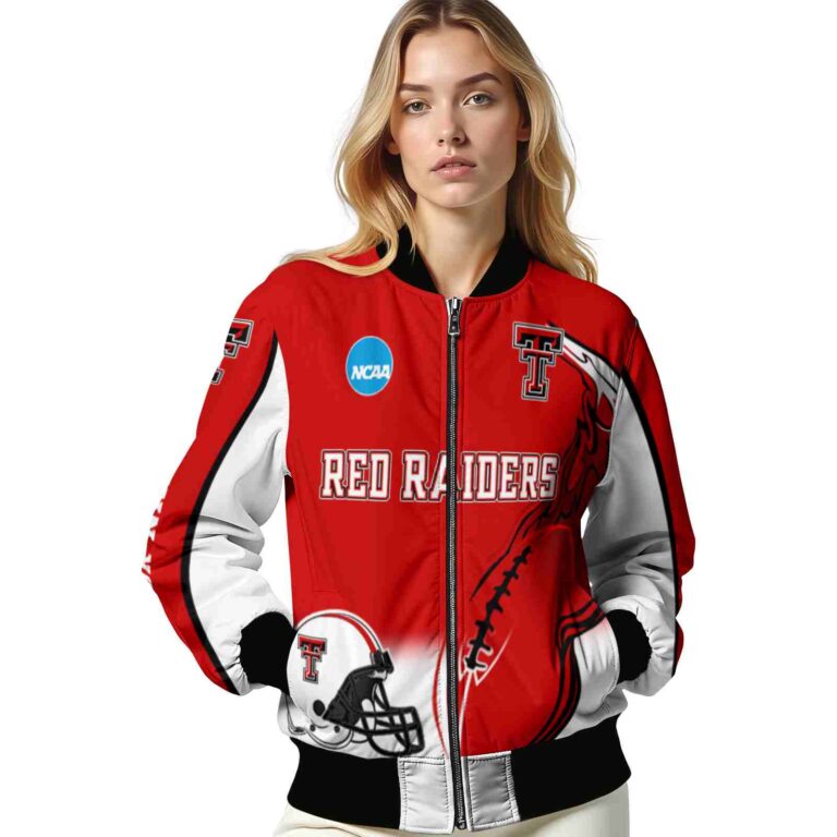 customized texas tech red raiders flaming football red white jacket latest model jacketwow