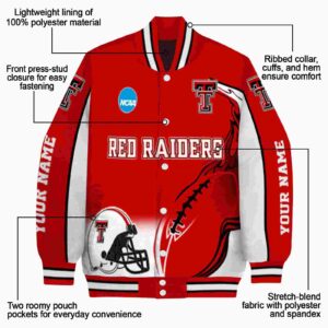 customized texas tech red raiders flaming football red white jacket new arrival jacketwow
