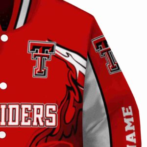customized texas tech red raiders flaming football red white jacket premium grade jacketwow