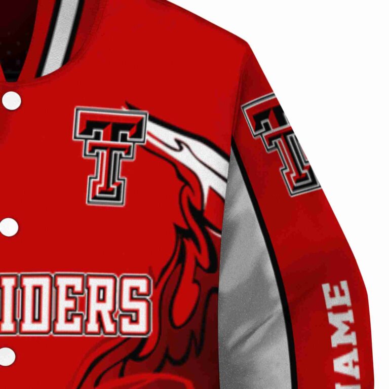 customized texas tech red raiders flaming football red white jacket premium grade jacketwow
