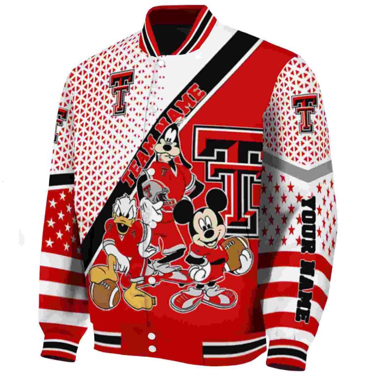 customized texas tech red raiders mickey donald goofy red white jacket best selling jacketwow