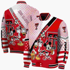 customized texas tech red raiders mickey donald goofy red white jacket fashion forward jacketwow