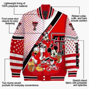 customized texas tech red raiders mickey donald goofy red white jacket new arrival jacketwow