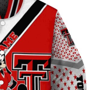 customized texas tech red raiders mickey donald goofy red white jacket premium grade jacketwow
