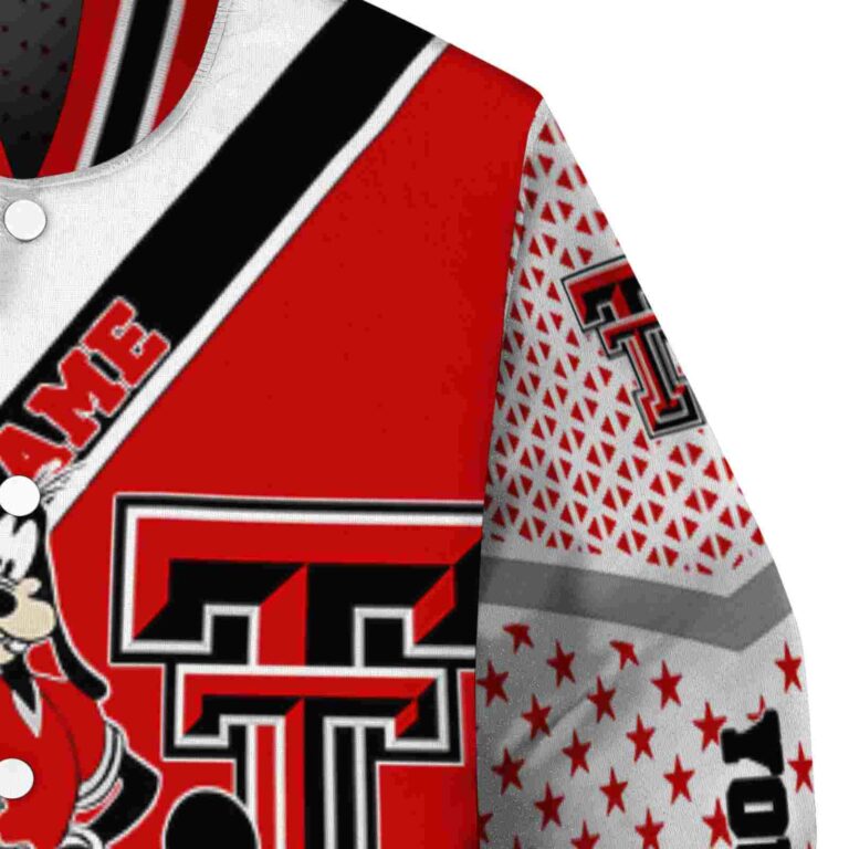 customized texas tech red raiders mickey donald goofy red white jacket premium grade jacketwow
