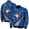 customized toronto blue jays floral print blue jacket fashion forward jacketwow