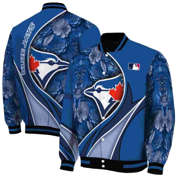 customized toronto blue jays floral print blue jacket fashion forward jacketwow