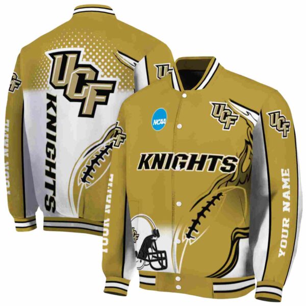 customized ucf knights flaming football gold white jacket fashion forward jacketwow