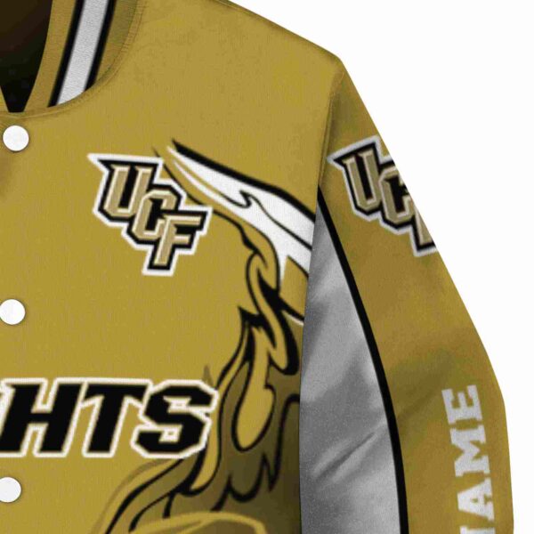 customized ucf knights flaming football gold white jacket premium grade jacketwow