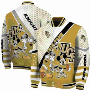 customized ucf knights mickey donald goofy gold white jacket fashion forward jacketwow