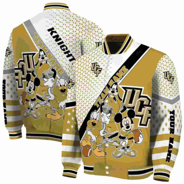 customized ucf knights mickey donald goofy gold white jacket fashion forward jacketwow
