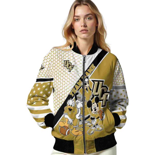 customized ucf knights mickey donald goofy gold white jacket latest model jacketwow