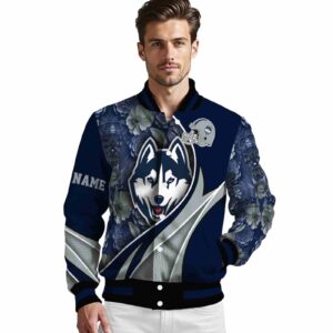customized uconn huskies floral print blue jacket high quality jacketwow
