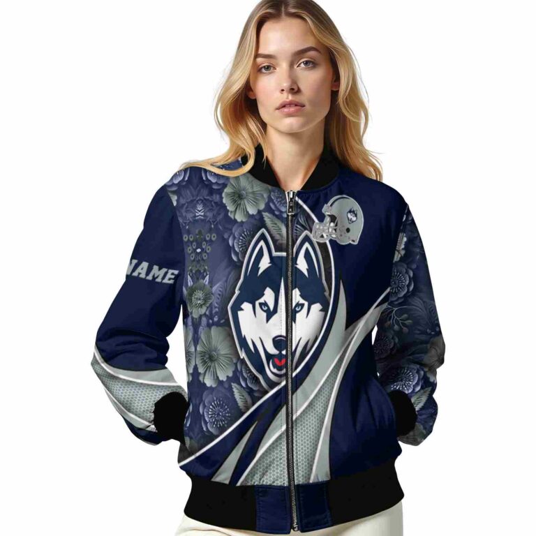 customized uconn huskies floral print blue jacket latest model jacketwow