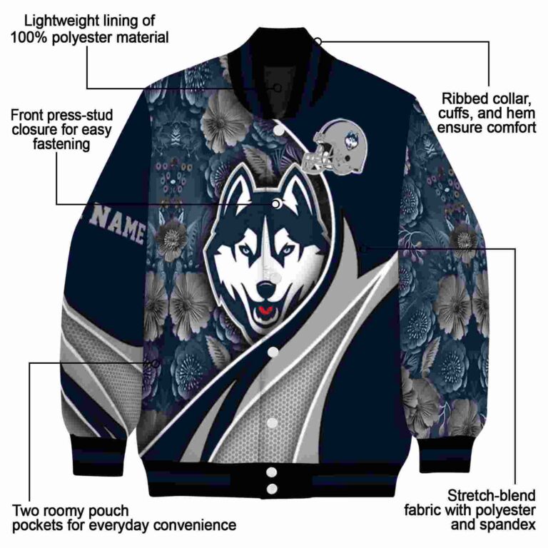 customized uconn huskies floral print blue jacket new arrival jacketwow