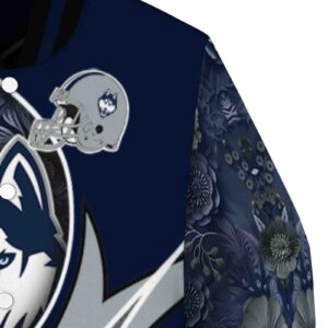 customized uconn huskies floral print blue jacket premium grade jacketwow