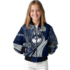 customized uconn huskies floral print blue jacket top rated jacketwow
