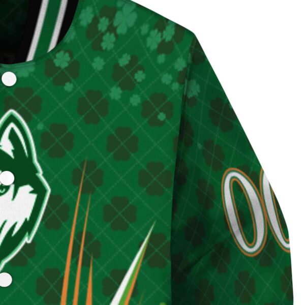 customized uconn huskies shamrock pattern green jacket premium grade jacketwow
