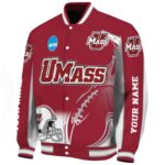 customized umass minutemen flaming football red white jacket best selling jacketwow