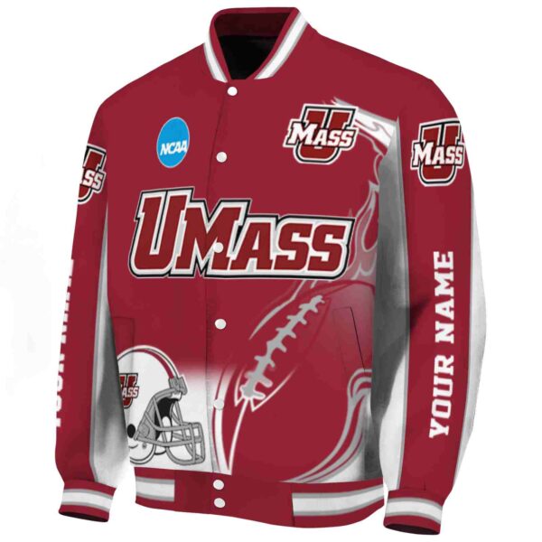 customized umass minutemen flaming football red white jacket best selling jacketwow