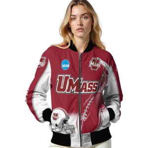 customized umass minutemen flaming football red white jacket latest model jacketwow