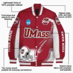 customized umass minutemen flaming football red white jacket best selling jacketwow