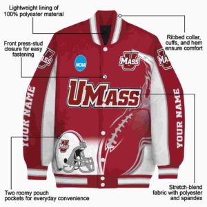 customized umass minutemen flaming football red white jacket new arrival jacketwow