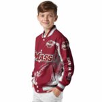 customized umass minutemen flaming football red white jacket best selling jacketwow
