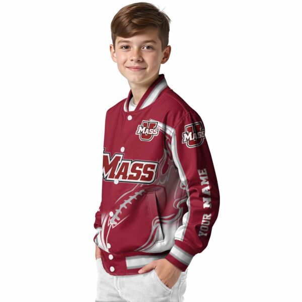 customized umass minutemen flaming football red white jacket trendy jacketwow